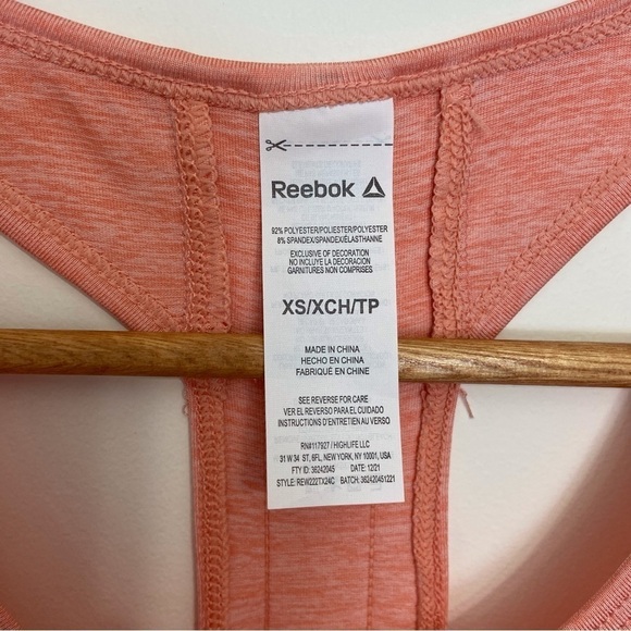 2/40$  Reebok XS Racerback Tank Top Orange Peach Gym Yoga Running Athleisure - Picture 9 of 14